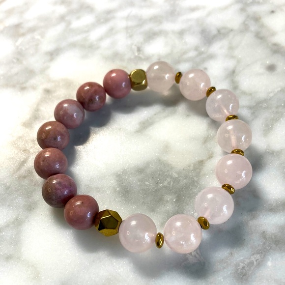 Rose Quartz & rhodonite bracelet - Picture 1 of 3